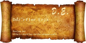 Dörfler Erik névjegykártya